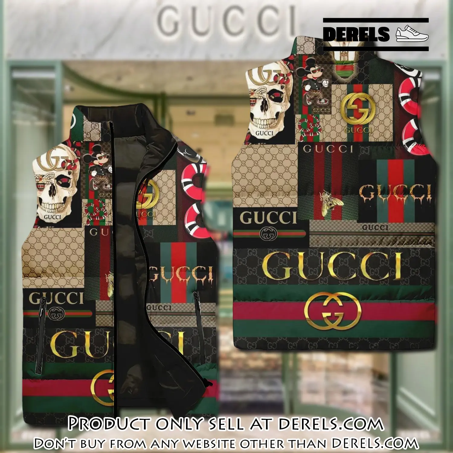 Gucci all pattern luxury brand 3d sleeveless down jacket dr3046449